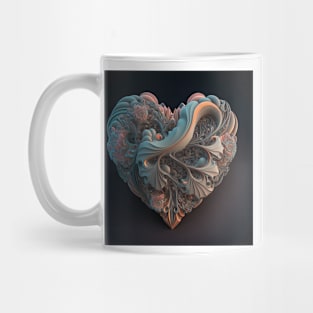 A Fractal Design in A Heart Motif Mug